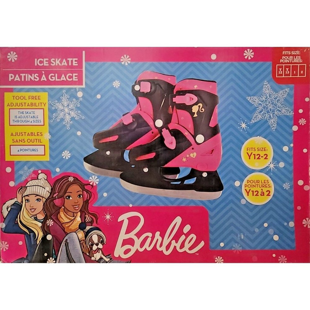 Barbie Ice Skates Adjustable youth size Fits Y12 to 2. New in Box.